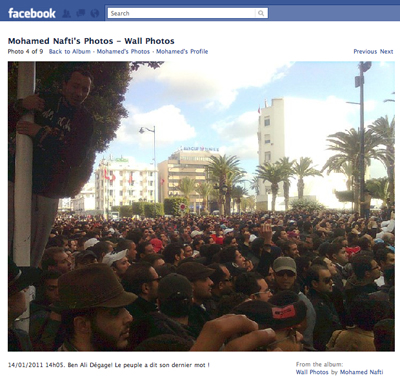 Screen Shot From the Facebook Wall of Mohamed Nafti 1/14/2011